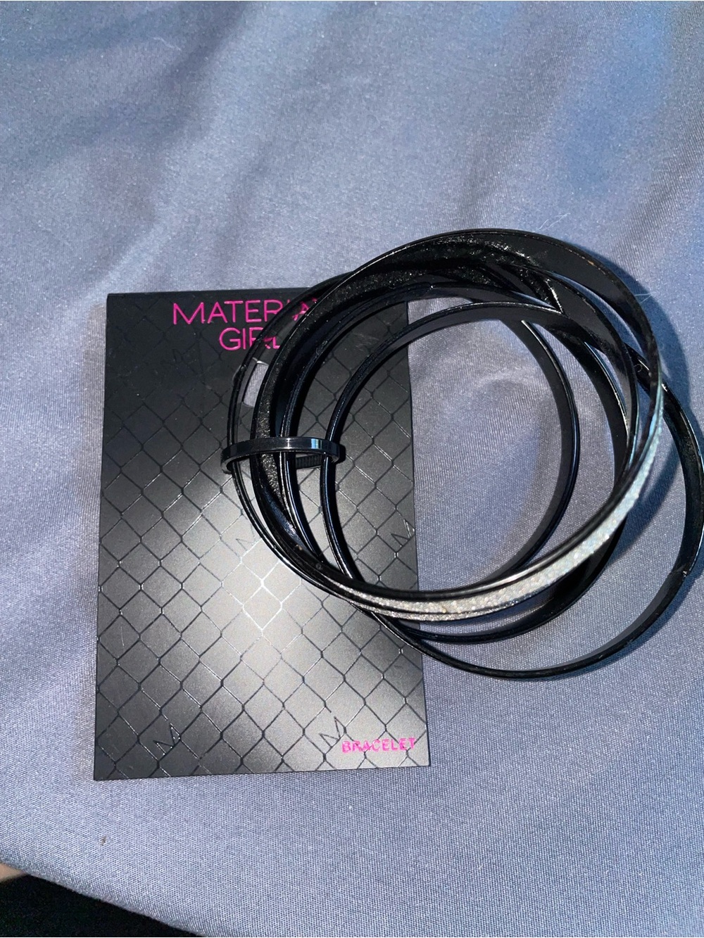 Material Girl Black Multi-Bangle Bracelet Set